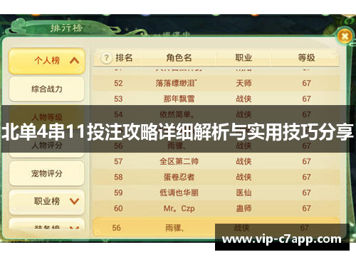 北单4串11投注攻略详细解析与实用技巧分享
