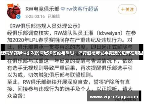 魏震禁赛事件引发的深层次讨论与反思：体育道德与公平竞技的边界在哪里